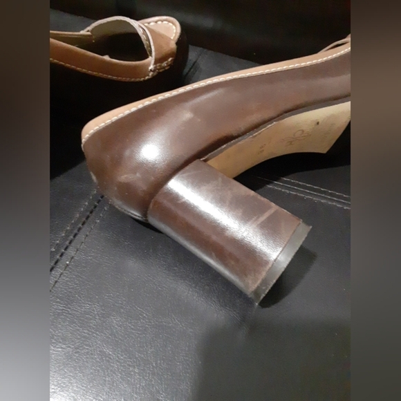 Cole Hann Nike  Womens Leather Upper Highheel Block Pump Brown Tan Size 9B - Picture 10 of 13